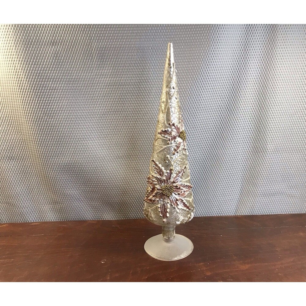 Vintage Hand Blown Art Glass Multicolor Christmas Tree Figure Decor 15in